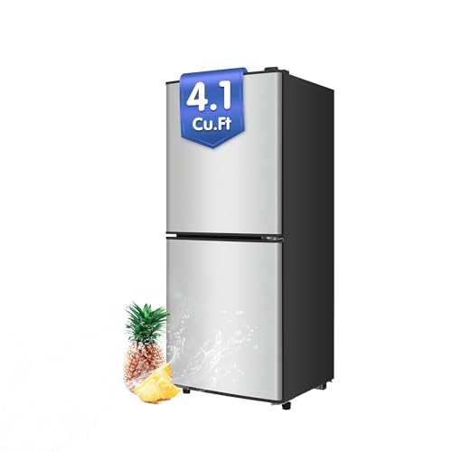 Small Refrigerator with Freezer, 4.1 Cu. Ft. Compact Mini Refrigerator with Freezer for Apartment, Dorm, Office, Family, Basement, Garage