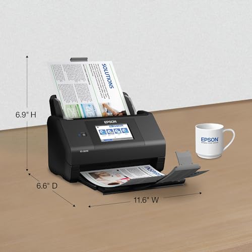 Epson Workforce ES-580W Wireless Color Duplex Desktop Document Scanner for PC and Mac with 100-sheet Auto Document Feeder (ADF) and Intuitive 4.3"