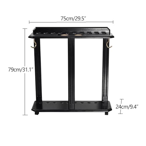 Freestanding Pool Cue Stand Rack - Holds Up to 10 Sticks & Billiard Accessories - Corner Floor Holder for Game Room (Black)