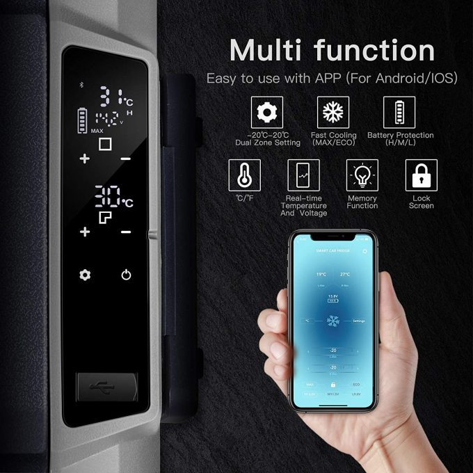 BODEGA 12 Volt Refrigerator Portable Freezer, Car Fridge Dual Zone APP Control, 64 Quart（60L）