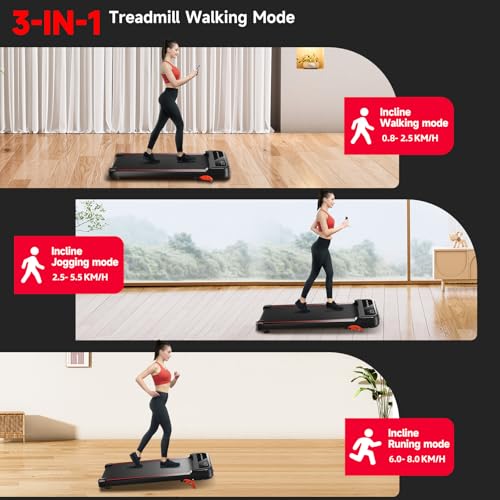 RHYTHM FUN Walking Pad Treadmill with Incline, Under Desk Treadmill with Incline, Treadmill for Home and Office