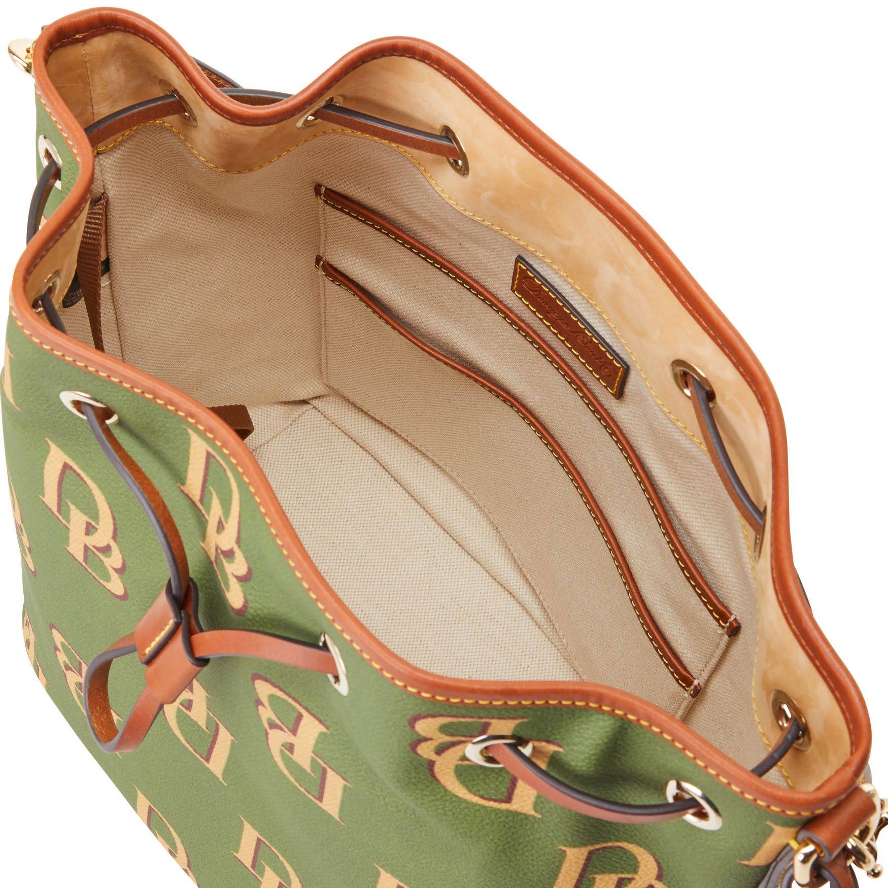 Dooney Bourke Monogrammed Collection Drawstring Bucket Bag - Avocado