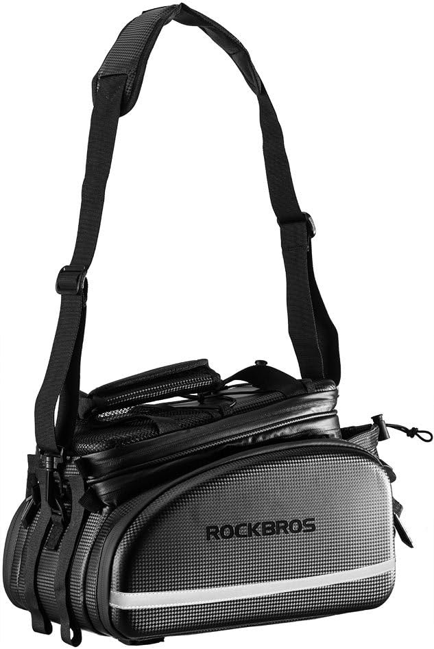 ROCK BROS Bike Rack Bag Trunk Bag Waterproof Carbon Leather Bicycle Rear Seat Cargo Bag Rear Pack Trunk Pannier Handbag