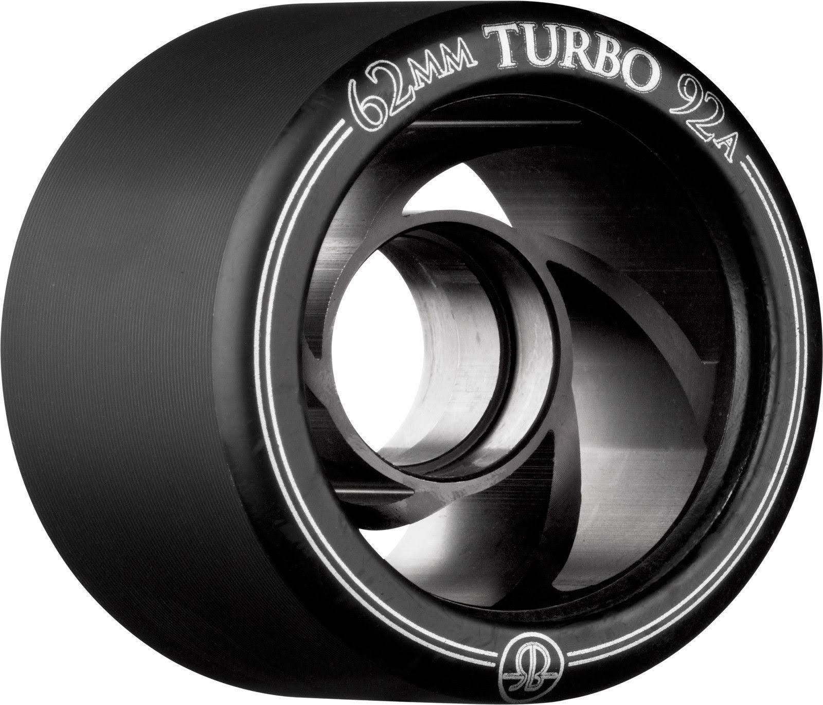 Rollerbones Turbo 101a Speed/Derby Wheels with An Aluminum Hub Set of 8, 62mm, Black - Megean
