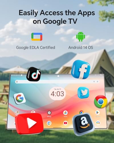 25 Inch Portable TV - Smart Touch Screen with Google Play, Android 14, Qualcomm 8G RAM+128G Storage, 1080P Smart Handy TV with 8MP Camera and Battery