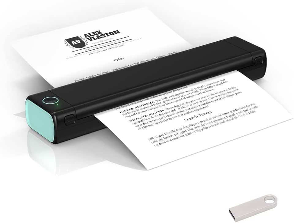 Phomemo M08F A4 Portable Thermal Printer, Supports 8.26"x11.69" A4 Thermal Paper, Wireless Mobile Travel Printers for Car & Office