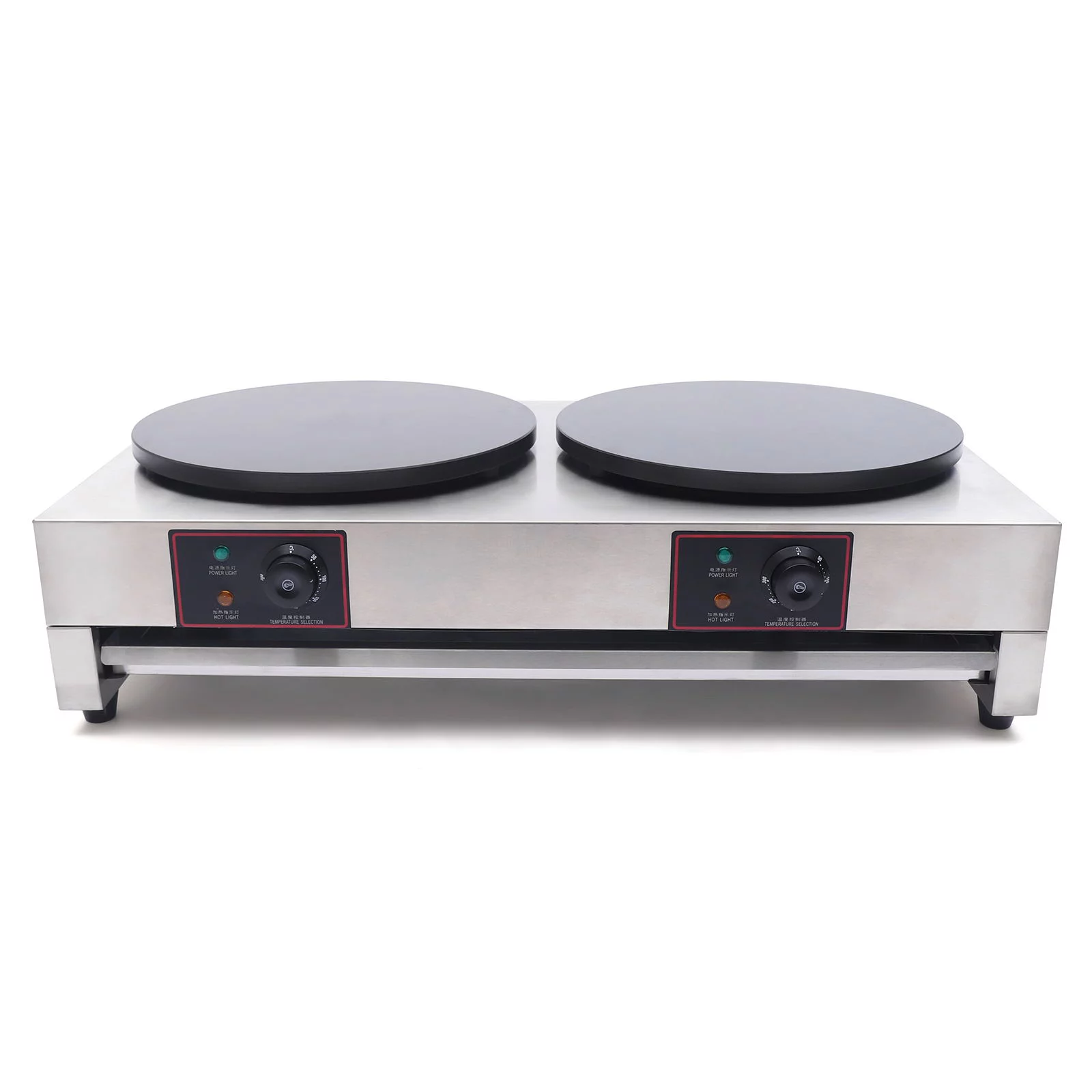 Wuzstar 16'' Commercial Crepe Maker,Electric Double Burner Pancake Baking Machine Adjustable Temperature 50-300℃(122-572℉)