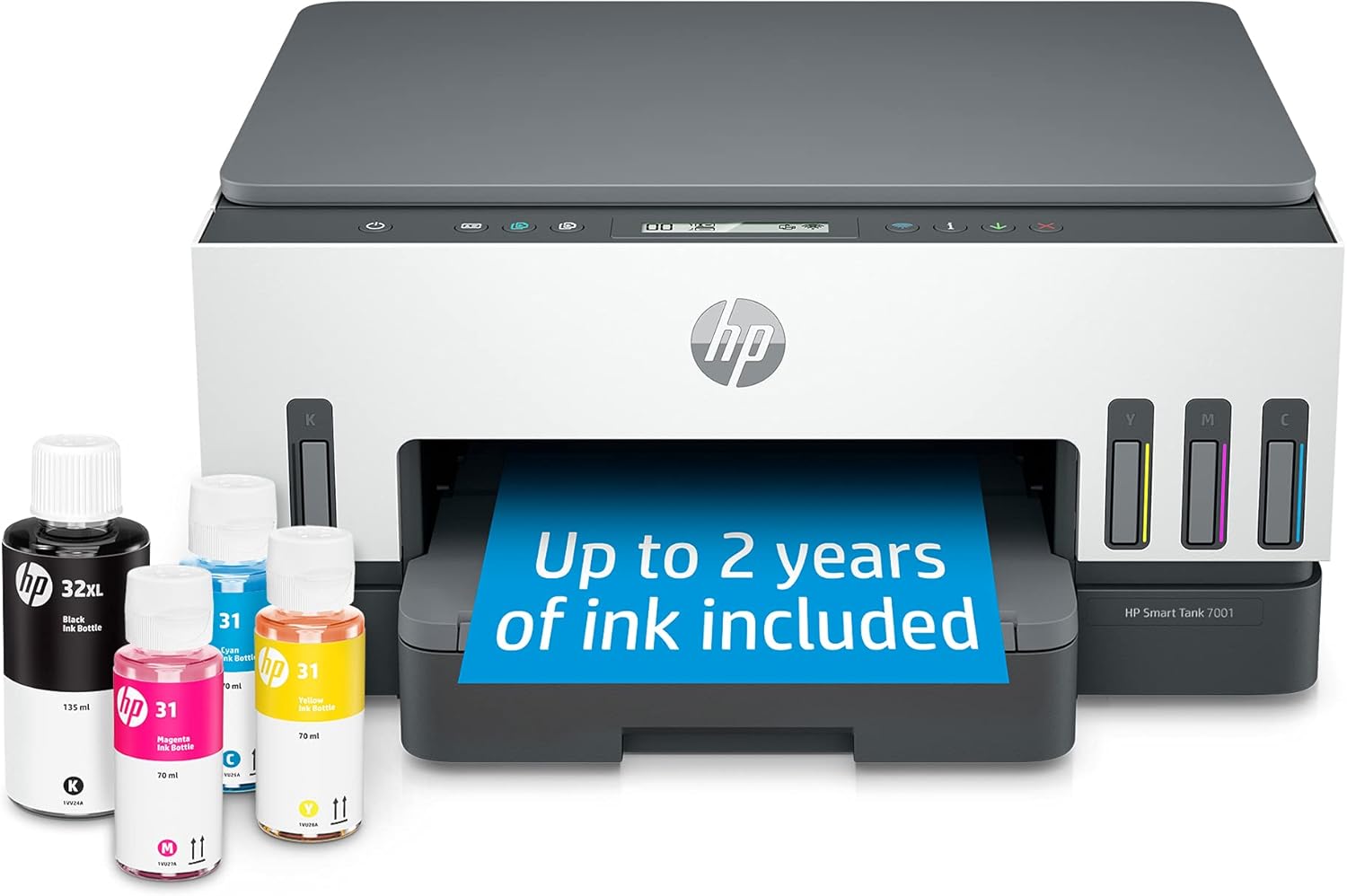 HP Smart -Tank 7001 Wireless All-in-One -Cartridge-free Ink -Tank Printer, up to 2 years of ink included, mobile print, scan, copy (28B49A)