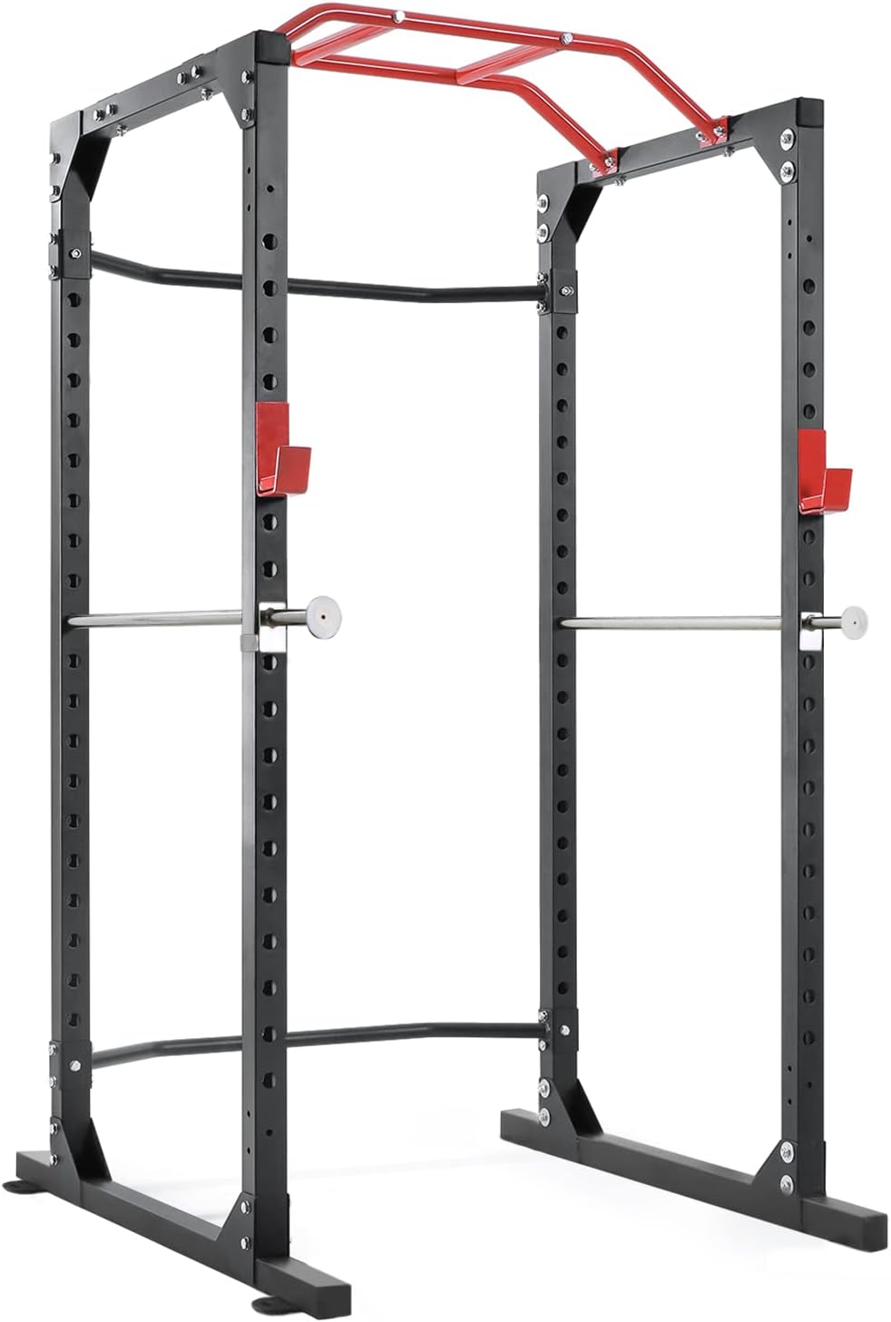 Mousport Power Cage Squat Rack Cage Weight Cage Power Rack Home Gym with 19-Level Adjustable and J-Hooks Heavy Duty for 1000 lbs Capacity for Barbell