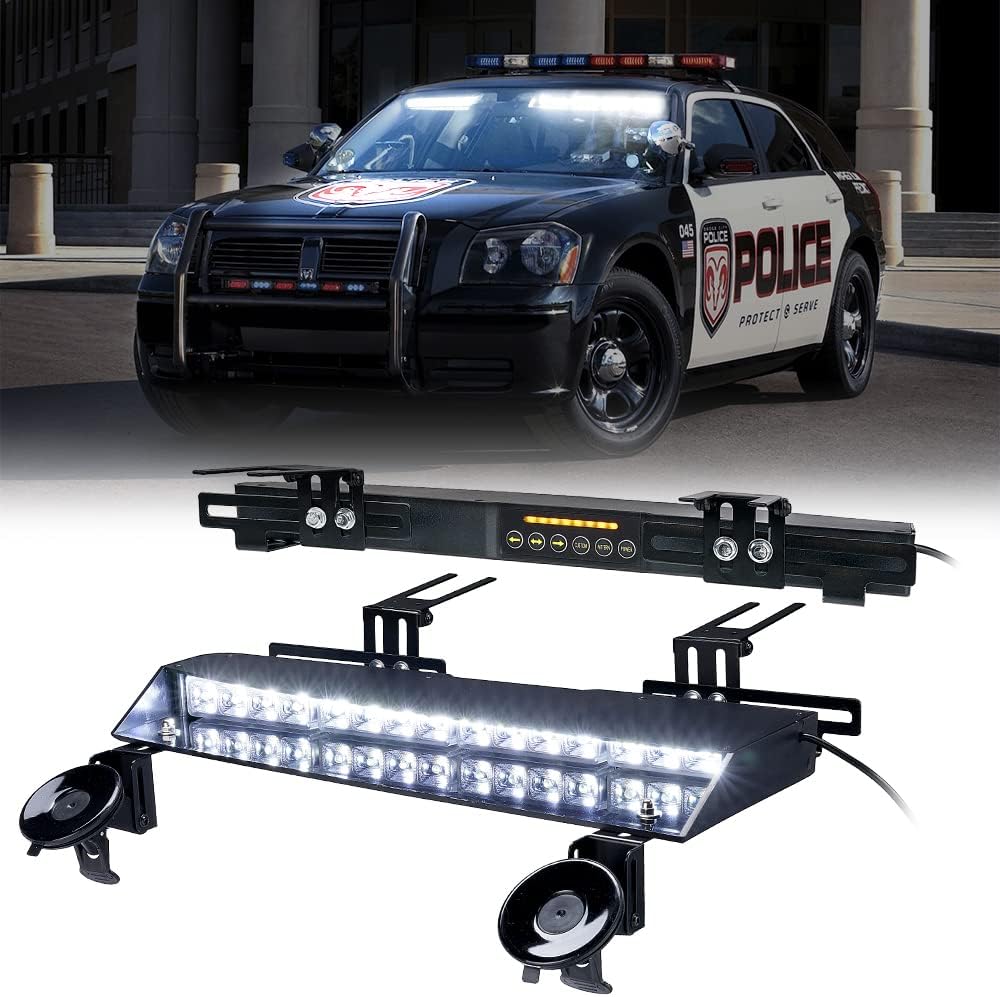 Lumenix LED Dual Visor Strobe Light Bar with Split Deck Brackets&Vacuum Sucker