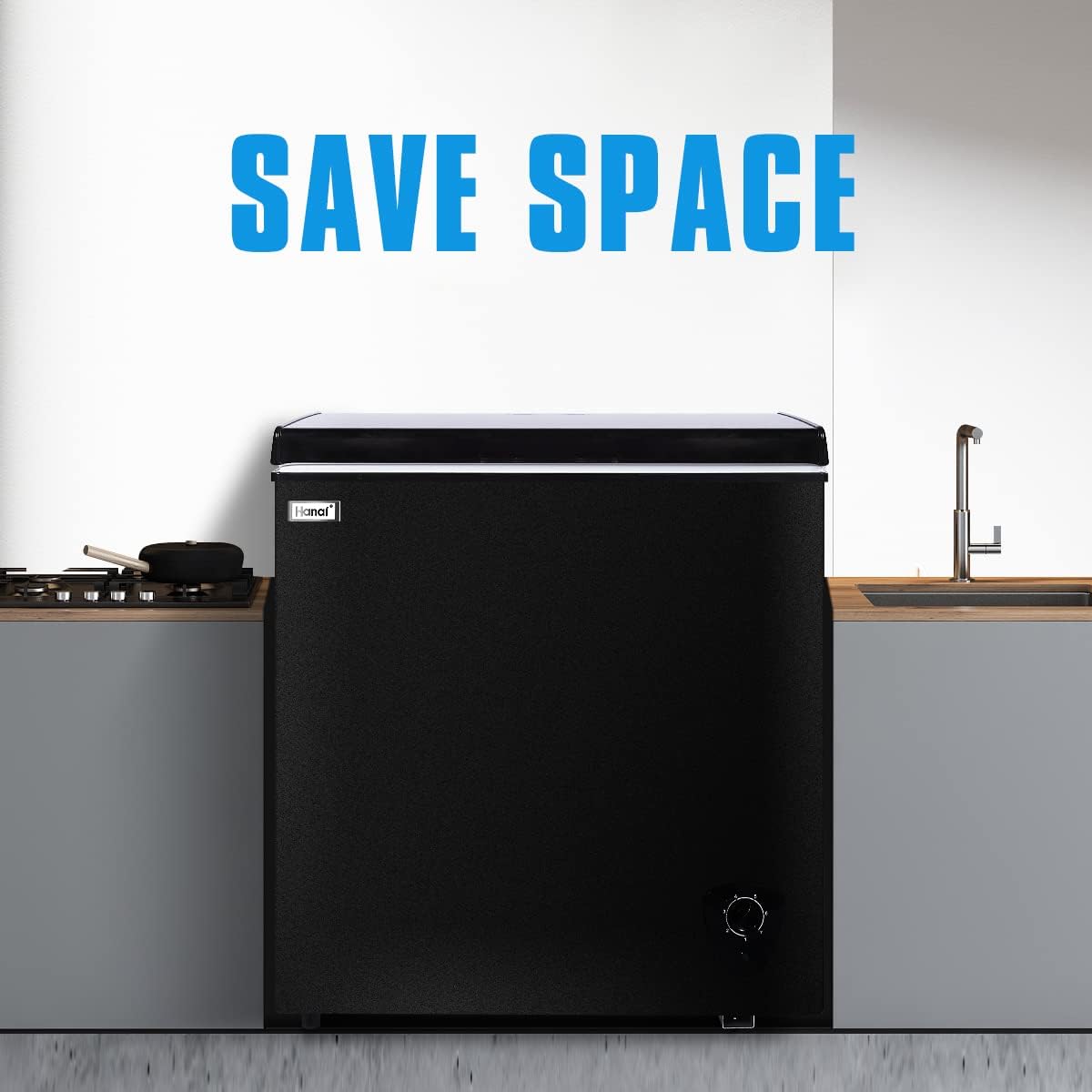 Deep Freezer Chest Freezer WANAI 5.0 Cubic Small Deep Freezer with Top Open Door and Removable Storage Basket, 7 Gears Temperature Control