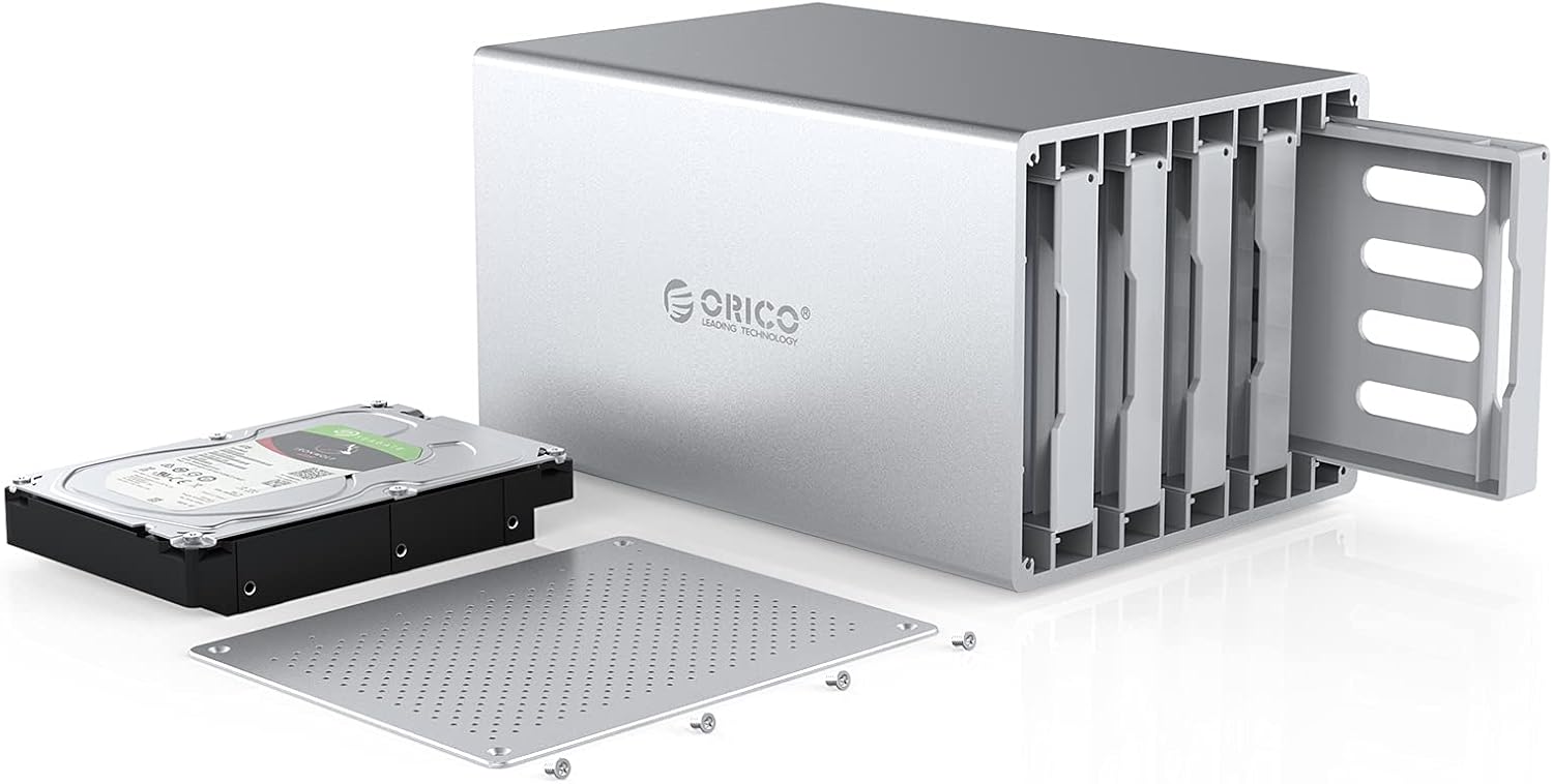 ORICO 4 Bay Hard Drive Enclosure 3.5inch Type-C to SATA Aluminum Alloy External HDD/SSD Storage Drive Enclosure Screw Installtion Data Safe
