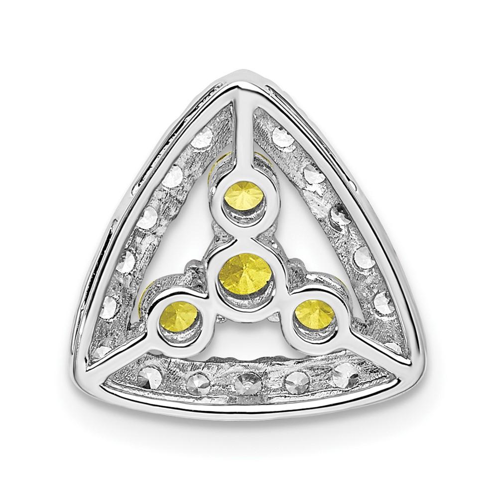 14K White GoldLab Grown Real Diamond SI1/SI2, G H I, Lab Crtd Ylw Sapph Triangle Pend
