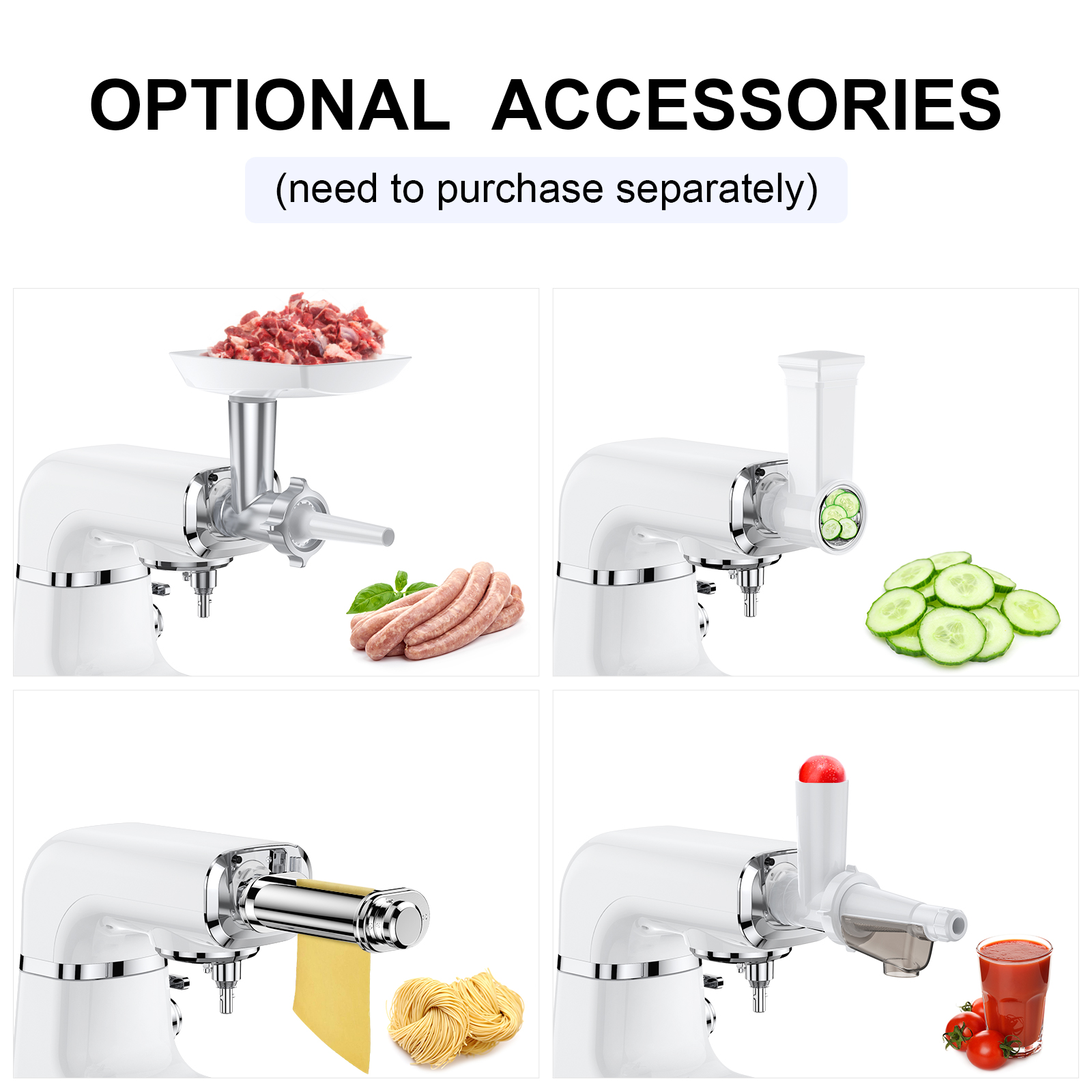 UTALENT 6 Adjustable Speeds Electric Stand Mixer with Flex Edge Beater, Egg Whisk, Dough Hook, Flat Beater