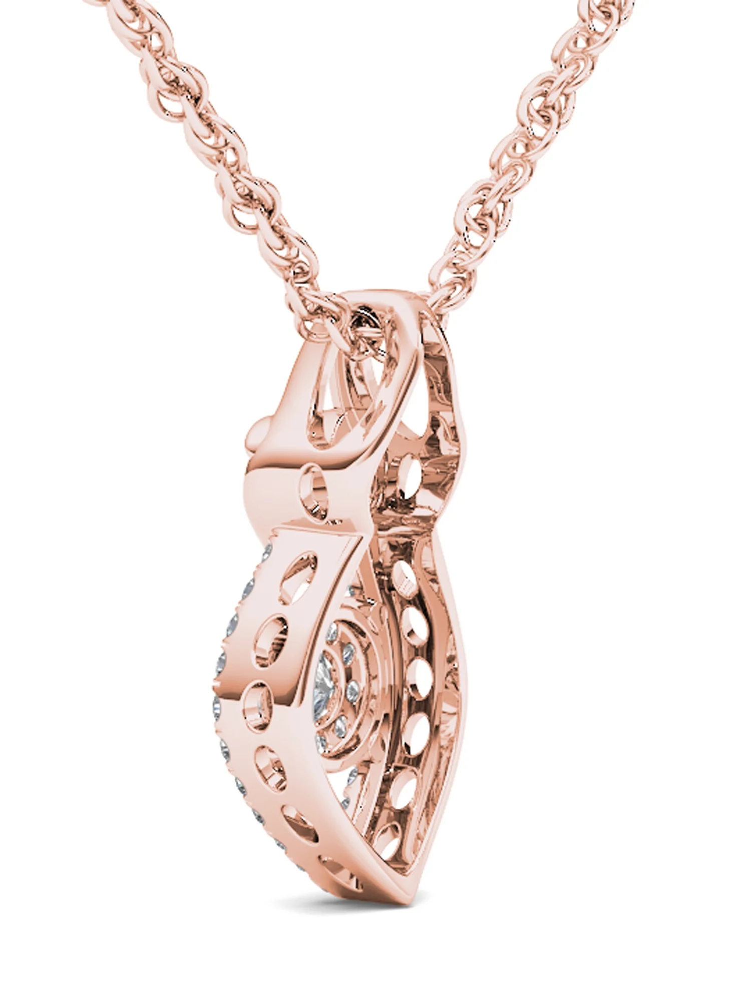 1/6Ct TDW 10K Rose Gold Diamond Teardrop Necklace