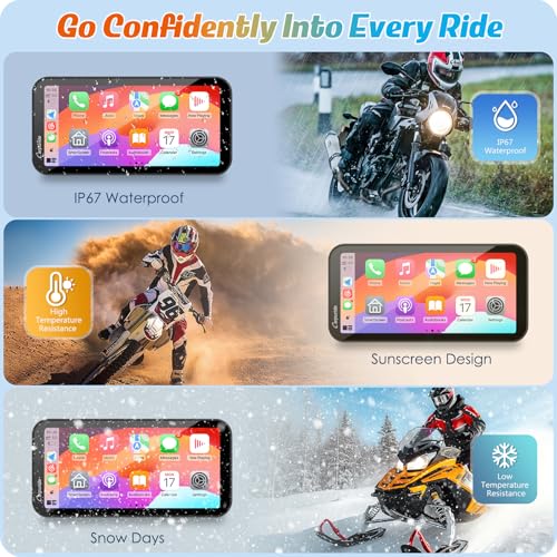 Carpuride W603 Motorcycle Carplay Screen, Wireless CarPlay & Android Auto for Moto, Remote Control，6.3" Waterproof Touchscreen, BT Trans
