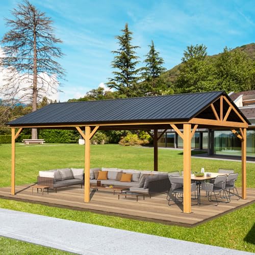 Domi 10' x 10' Hardtop Gazebo Outdoor Metal Gazebo with Galvanized Steel Double Roof Canopy, Curtains and Netting for Patio, Backyard, Deck