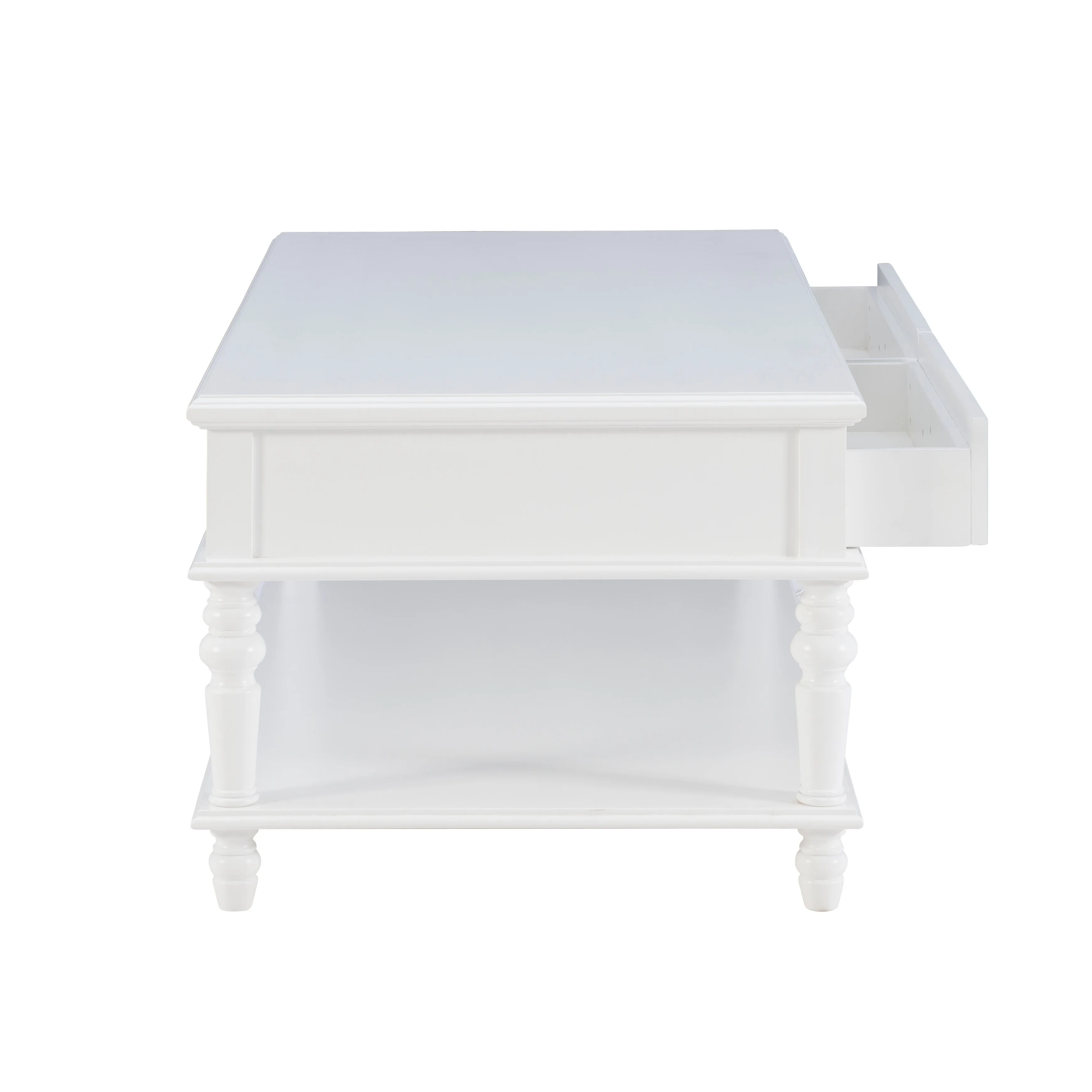 Linon Jowin White Wood 2 Drawer Coffee Table