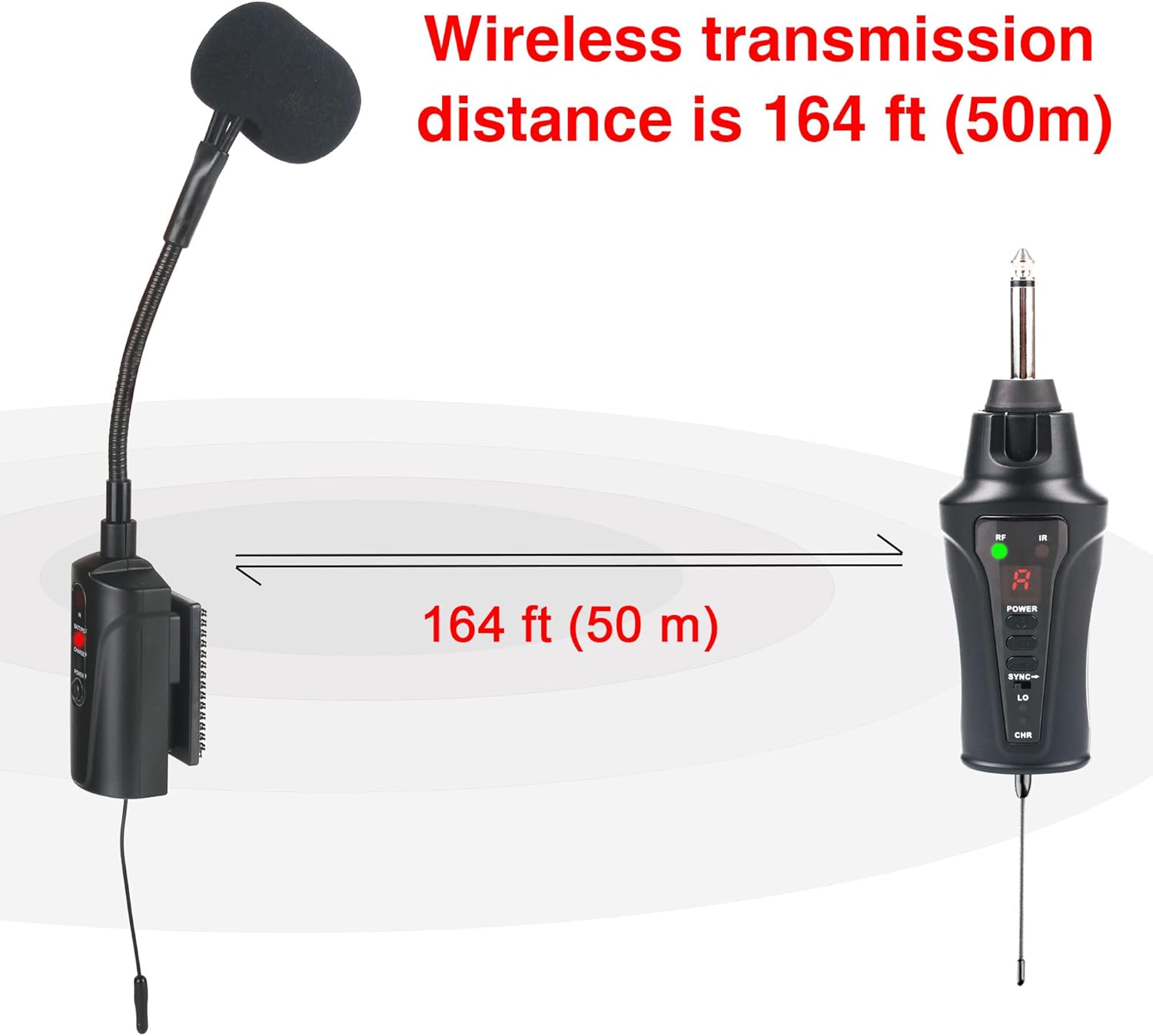 at-5 Guitar Microphone Wireless UHF Mic Instrument Condenser Pick Up Receiver and Transmitter System for Classical and Acoustic Guitar