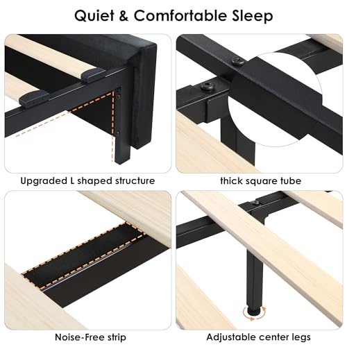 King Size Bed Frame 54" Tall Headboard with Gorgeous Button Tufted and Nail, Velvet Fabric Upholstered Bed Frame includes 4 Under-bed Storage Drawers