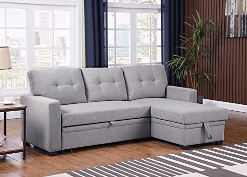 Devion Furniture Regis 4-in-1 Convertible L Shaped Couch with Pull Out Bed and Storage, Sectional Sleeper Sofa with Reversible Chaise for Living Room