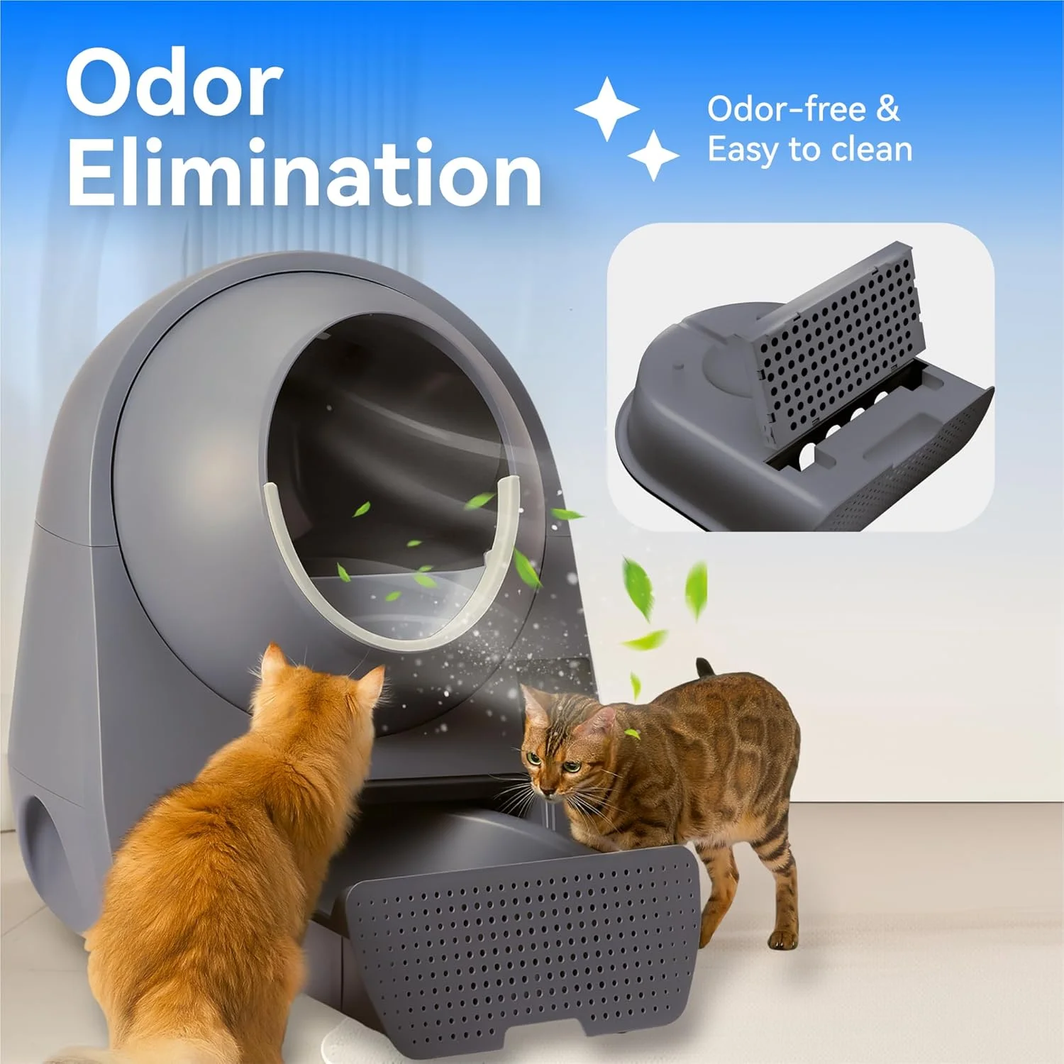 CATLINK Automatic Cat Litter Box Self Clean, Multiple Cats Health Track,  Large Cat Litter Box Automatic, App Control, with Waste Bags, Gray