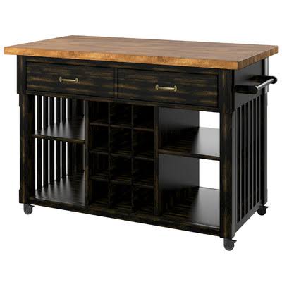 Three Posts Theodora Kitchen Cart with Wood Top