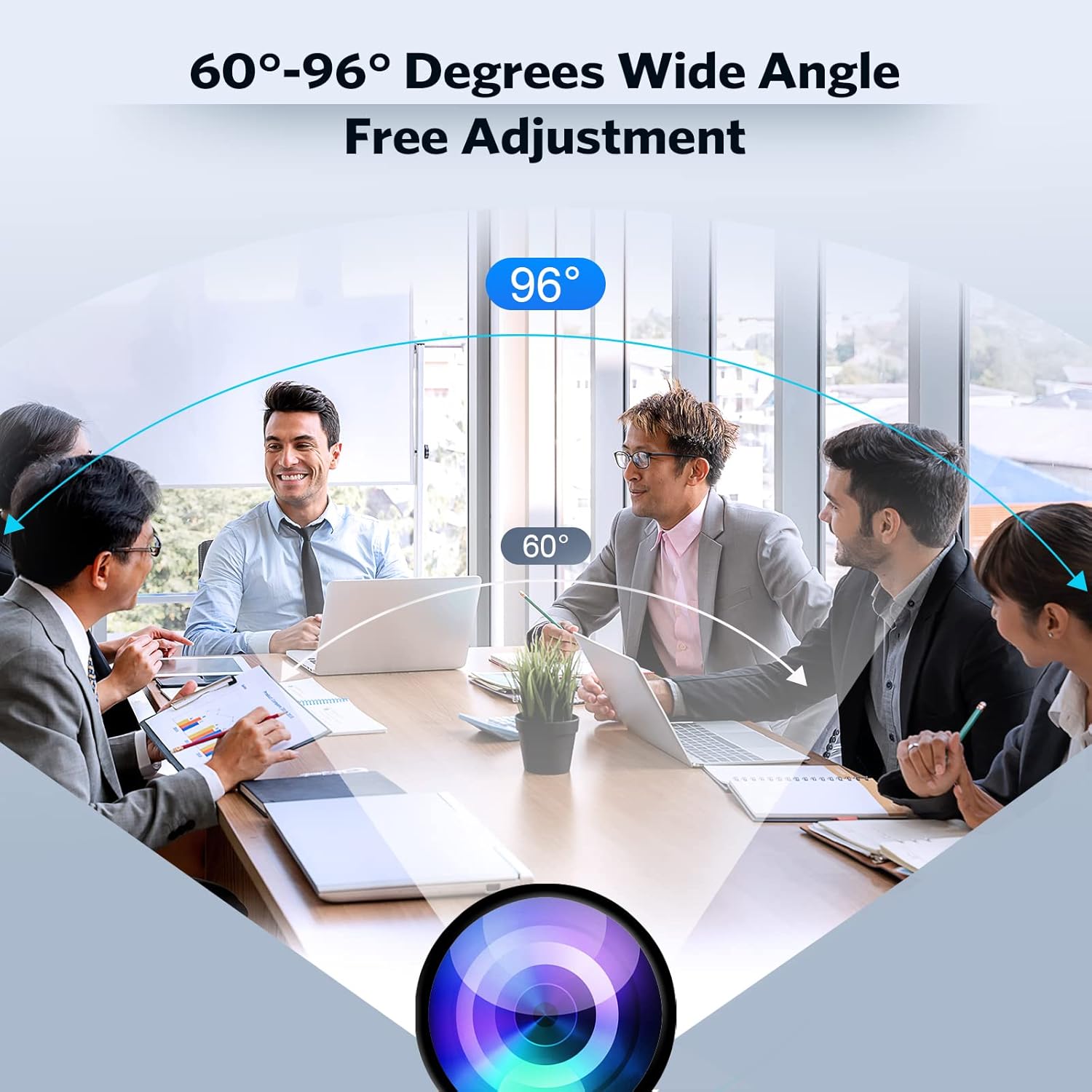 1080P 60FPS Webcam, All-in-one Streaming Camera with 4 Mics and 3W Speaker eMeet C990, 4 Built-in Array Algorithm