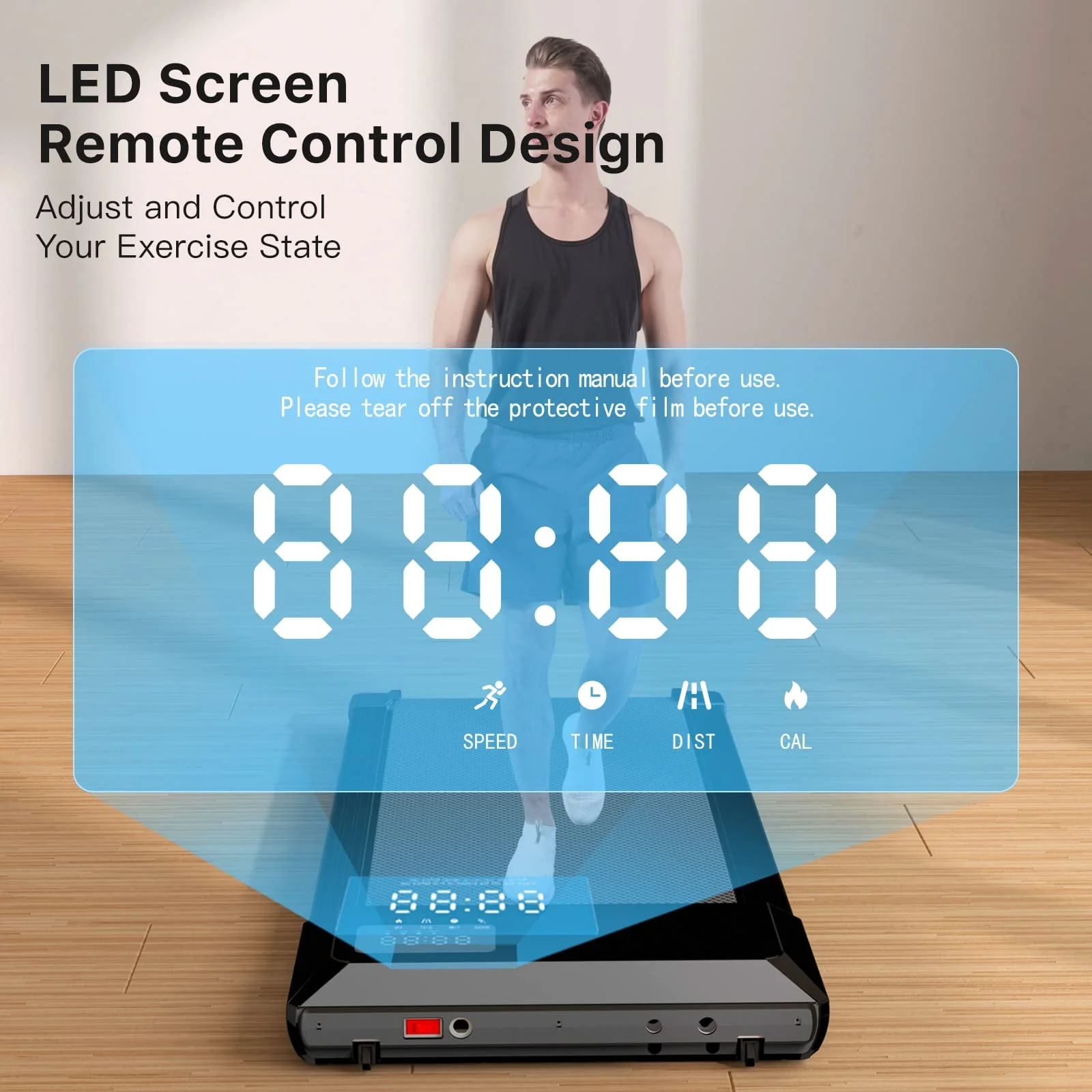 Superun 2.5Hp Walking Pad, 35.5*15.5 Walking Area 2 in 1 Under Desk Treadmill,300lb Walking Treadmill with Remote Control and LED Display, Quiet