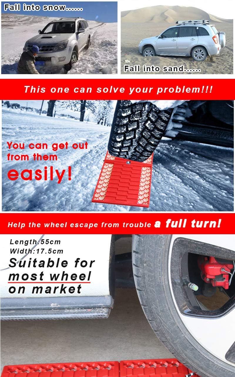 Jeremywell All-Weather Foldable Auto Traction Mat Tire Grip Aid, Car Escape, Emergency Off Road Traction Tool, Work for Snow, Ice, Mud