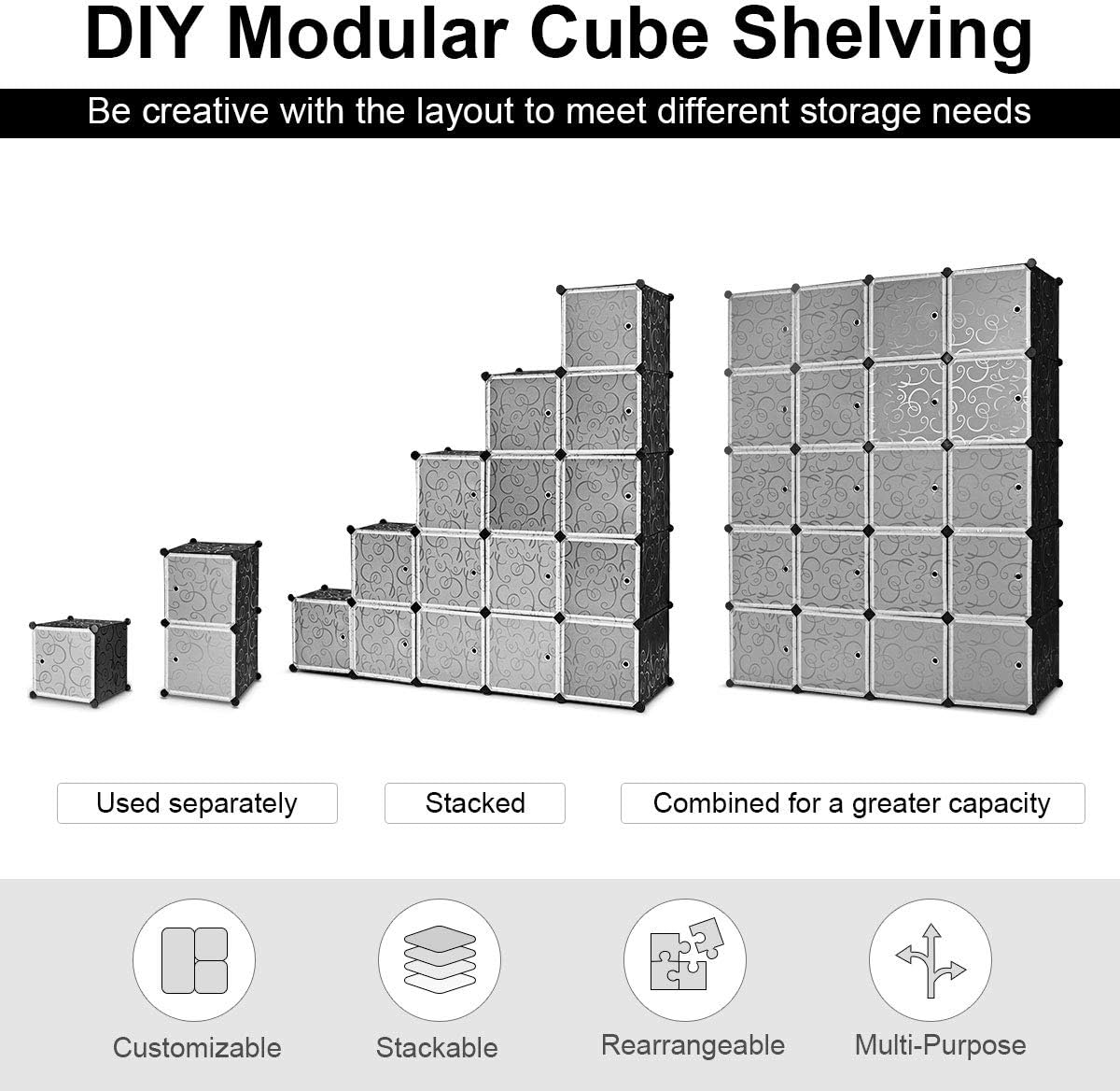 Tangkula Cube Storage Organizer, Cube Closet Storage Shelves, DIY Plastic PP Closet Cabinet, Modular Bookcase