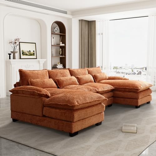 OUYESSIR U Shape Sectional Sofa Cloud Couch, 110" Upholstery Comfy Modular Sofa