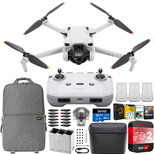 DJI Mini 3 Camera Drone Quadcopter + RC-N1 Controller (No Screen) + Fly More Kit, 4K Video, 38min Flight Time, True Vertical Shooting
