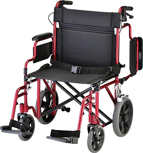 NOVA Heavy Duty Bariatric Transport Chair with 400 lb. Weight Capacity, 22” Extra-Wide Seat with Locking Hand Brakes