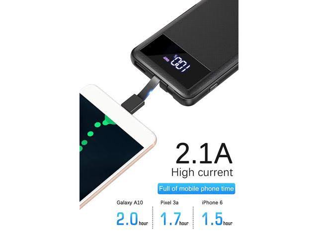 10000mAh Portable Phone Charger,Power Bank Built-in Cable High Capacity 5V 2.1A Quick Charge Compact USB Type C Port External Ba