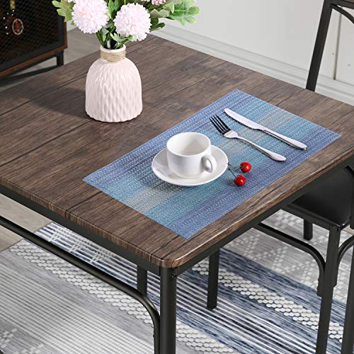 VECELO Kitchen Dining Room Table Set with 2 Chairs for Small Space, Apartment,Metal Steel Frame