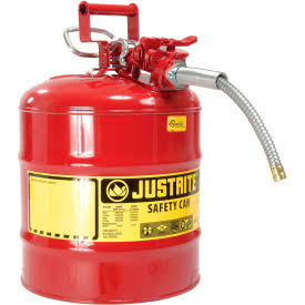 Justrite 5 Gallon Red Safety Can Type II AccuFlow 5/8x22 Hose 7250120