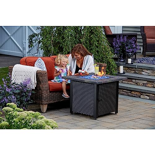 Endless Summer 30-Inch Square 30,000 BTU Propane Outdoor Fire Pit Table with Resin Mantel, Steel Base, Blue Fire Glass