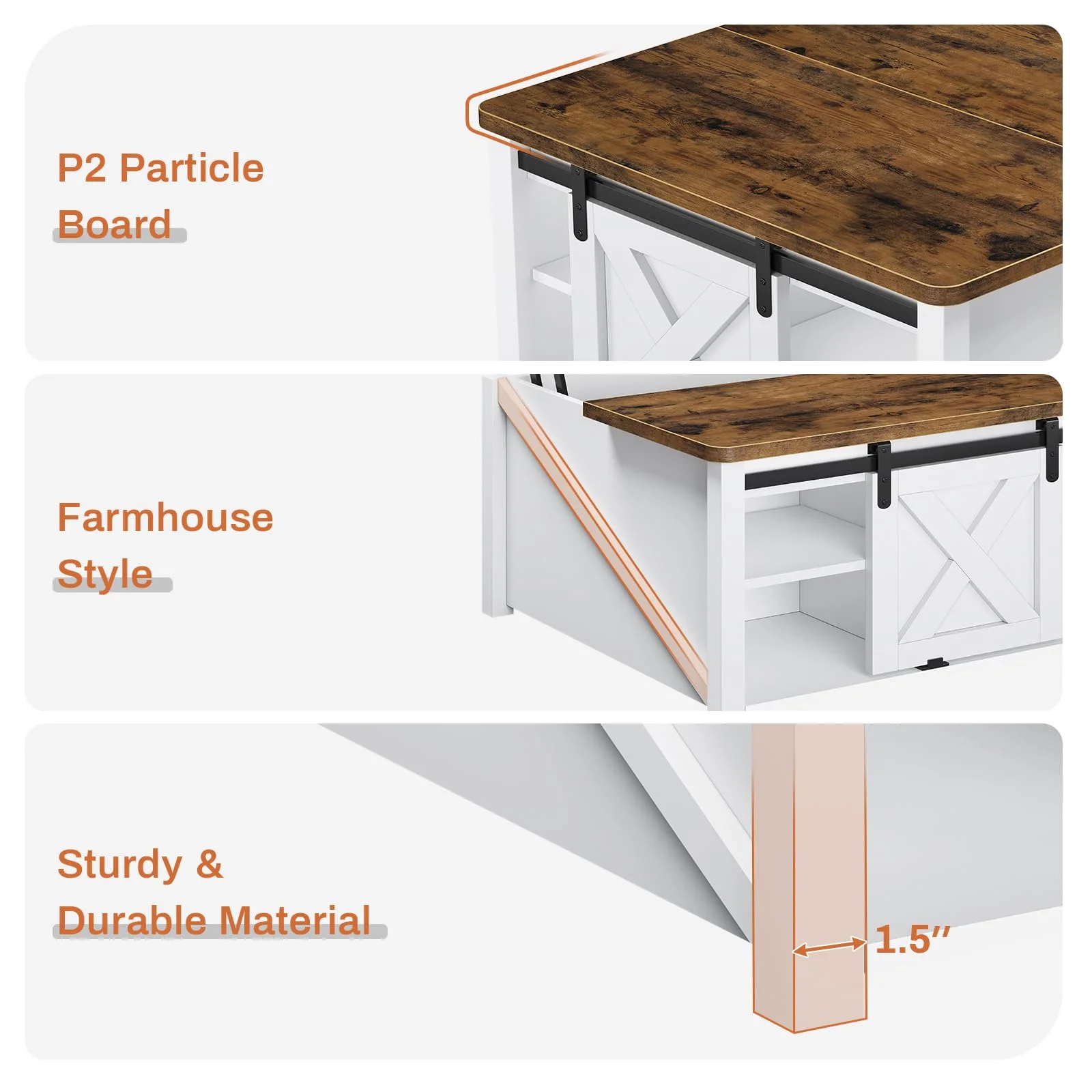 Afuhokles Lift Top Coffee Table, Square Coffee Table with Storage for Living Room, White - Curated Treasures Market