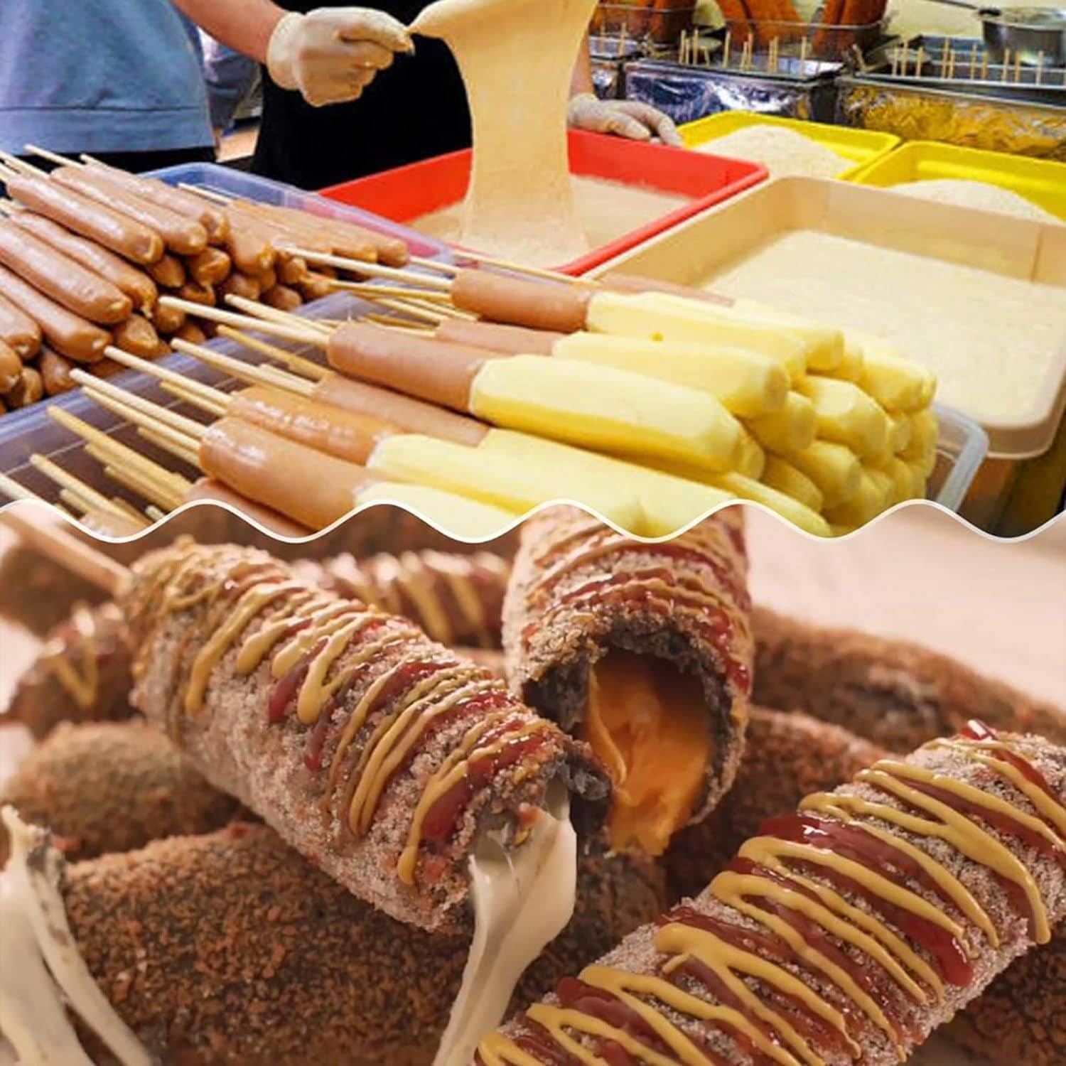 12L Large Capacity Commercial Automatic Cheese Hot dog Sticks Fryer Electric Deep Hot Corn Dog Fryer Machine