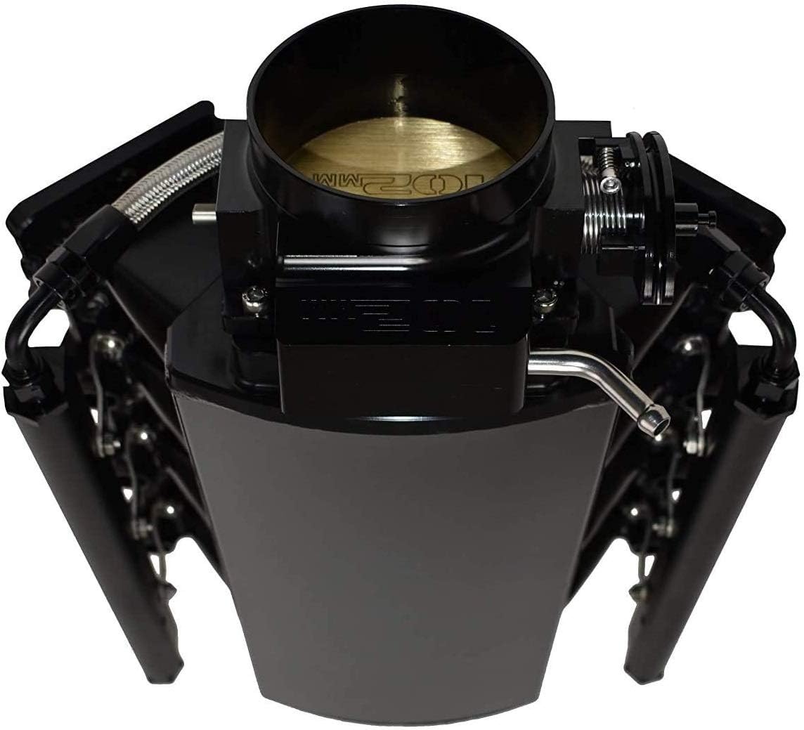 A-Team Performance - Intake Manifold 102mm Throttle Body Sheet Metal Fabricated - Compatible with Chevrolet GMC Pontiac LS LS1 LS2 LS6 EFI Black