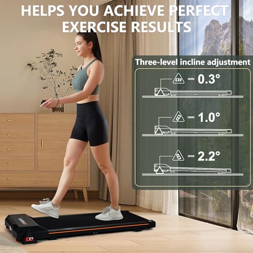 GOYOUTH 2 in 1 Under Desk Electric Treadmill Motorized Exercise Machine with Wireless Speaker, Remote Control and LED Display