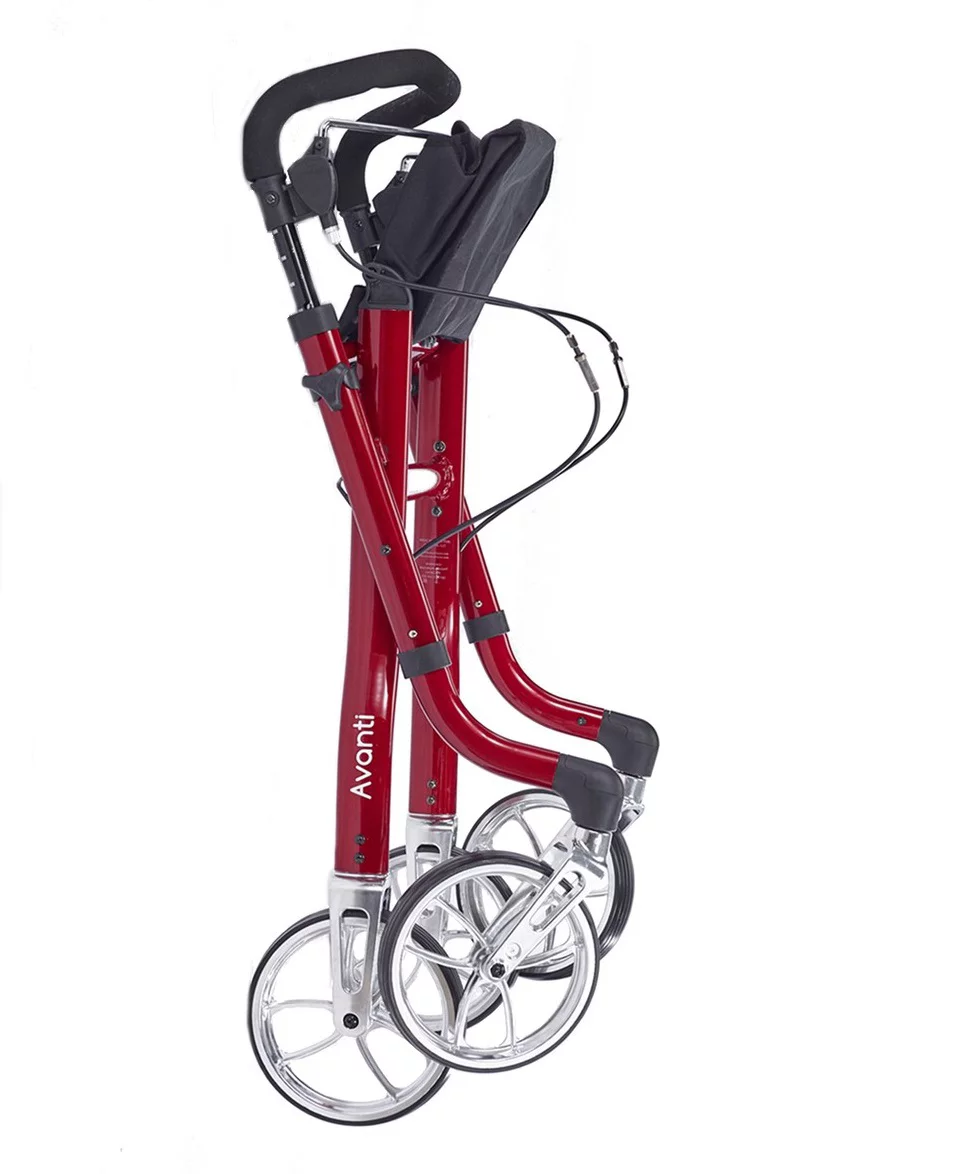 Comodita Avanti Rollator Walker with Unique One or Two-Hand Operation Ideal for Stroke Patients Lightweight Rolling Walker/Rollator (Metallic