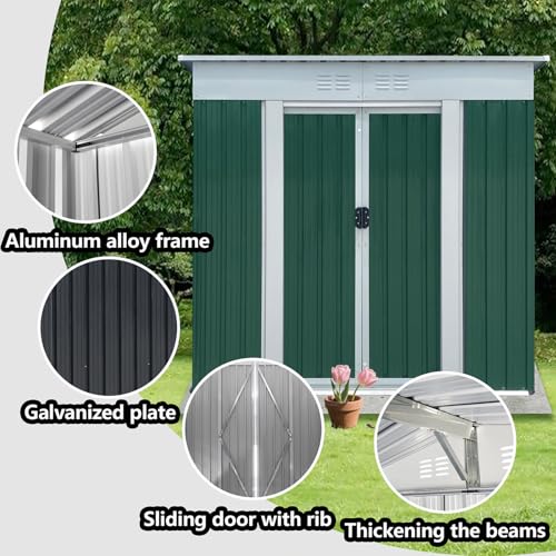 Aidek Outdoor Storage Shed, 5x3 FT Metal Garden Shed with Lockable Sliding Door & Vents