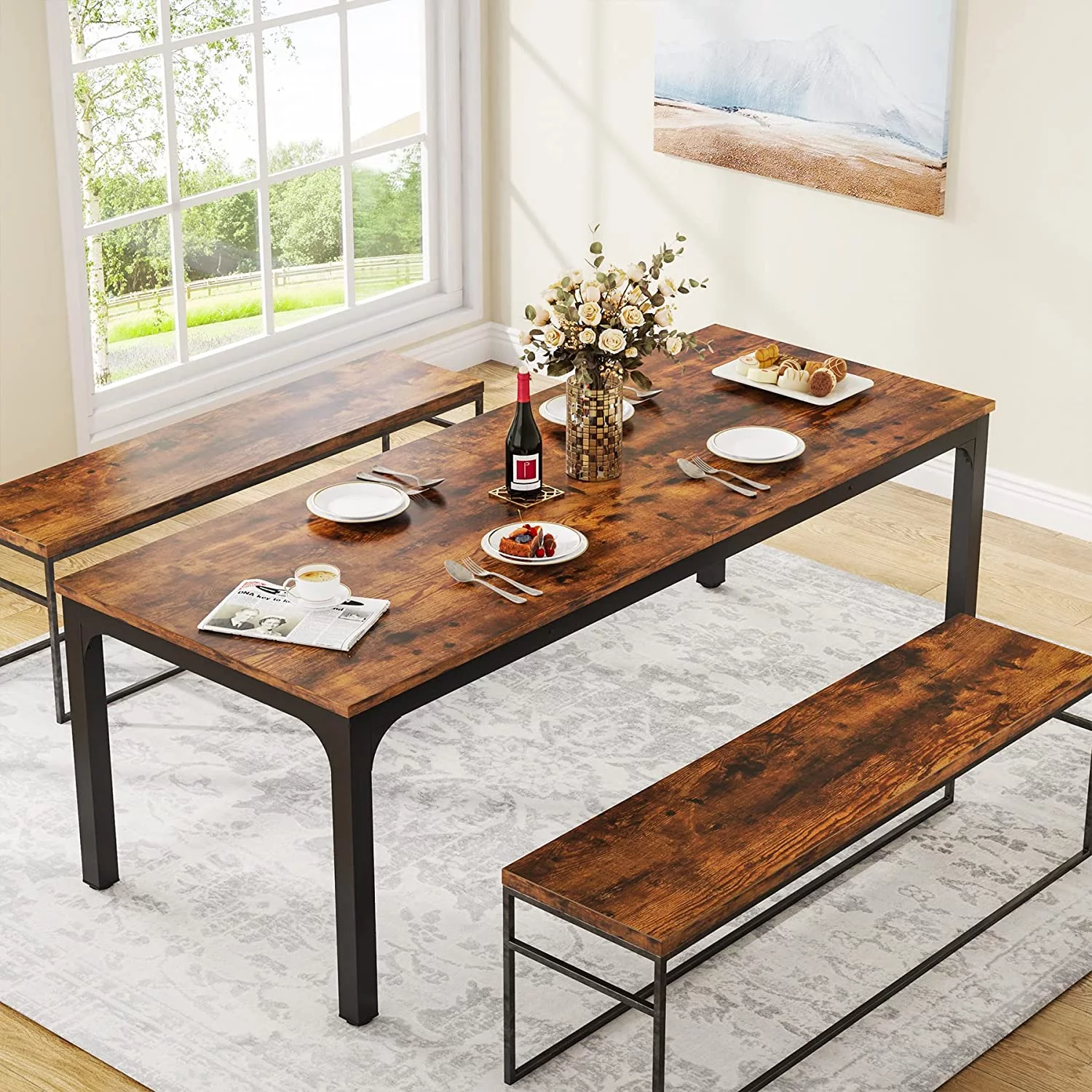 Tribesigns Dining Table for 6-8 Person, 78 inch Long Rectangular Kitchen Table (Only Table) - Radiant Selections