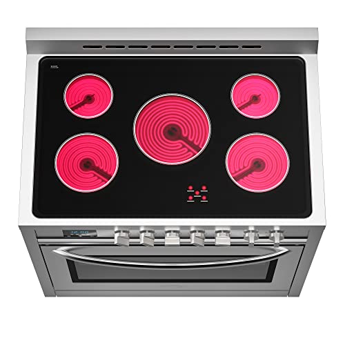 KoolMore 36 Inch All-Electric Range Oven with Ceramic Cooktop Burners, Stainless Steel Kitchen Stove with Large Capacity Convection Cooking
