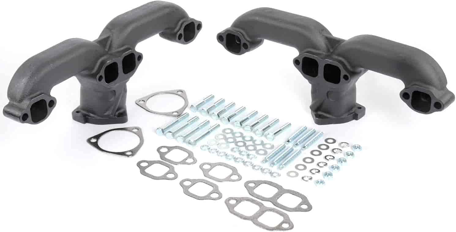 JEGS Rams Horn Exhaust Manifold | Fits Most Stock Cylinder Heads With Round/Square Port Small Block Chevy Engines | Raw Finish | Includes 1 Pair |