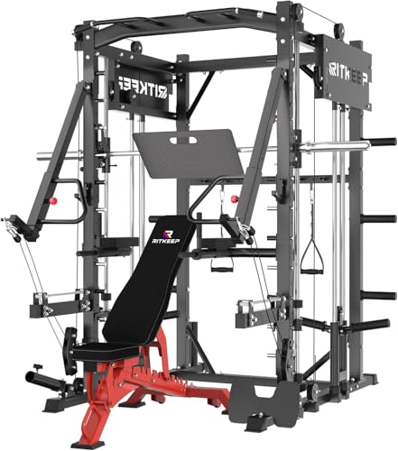 Smith Machine with Jammer Arms & Leg Press with Adjustable Dual Pulley Ratio (1:1 & 2:1), PMAX-4750 All-in-One Commercial & Home Gym Equipment