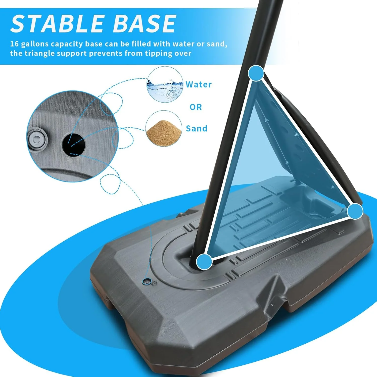 GIKPAL 44" Portable Basketball Hoop System,Height Adjustable 7.5-10FT with 44" shatterproof Backboard for Kids/Adults Indoor Outdoor with Wheels