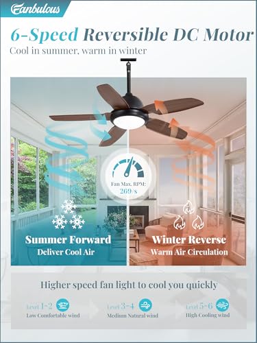 42 Inch Waterproof Outdoor Ceiling Fan with Lights and Remote,IP65 Hanging Gazebo Fan with 3CCT 6-Speed DC Motor